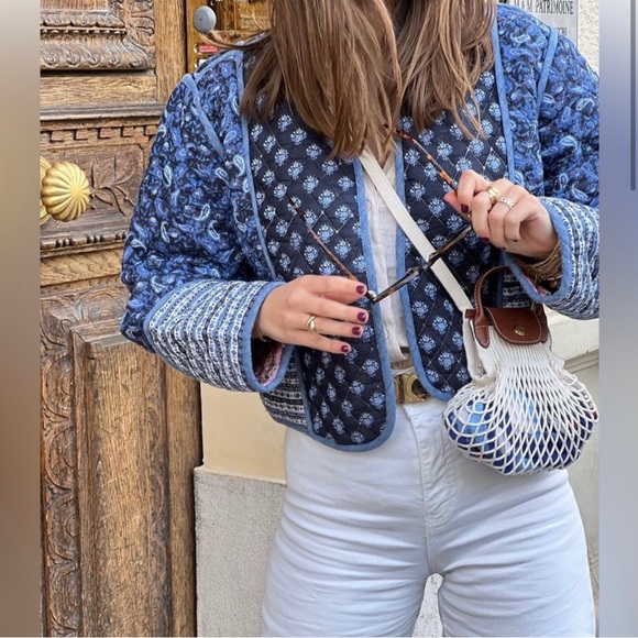 Sundayup Women's Paisley Print Reversible Cropped Jacket - Picture 10 of 14